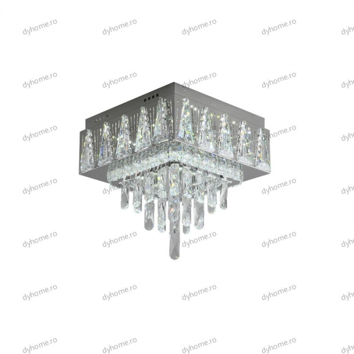 Lustra LED cristal patrat design cu telecomanda, dimabila, 72W [5]
