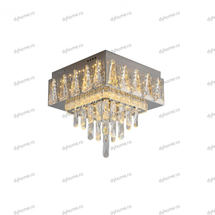 Lustra LED cristal patrat design cu telecomanda, dimabila, 72W [3]