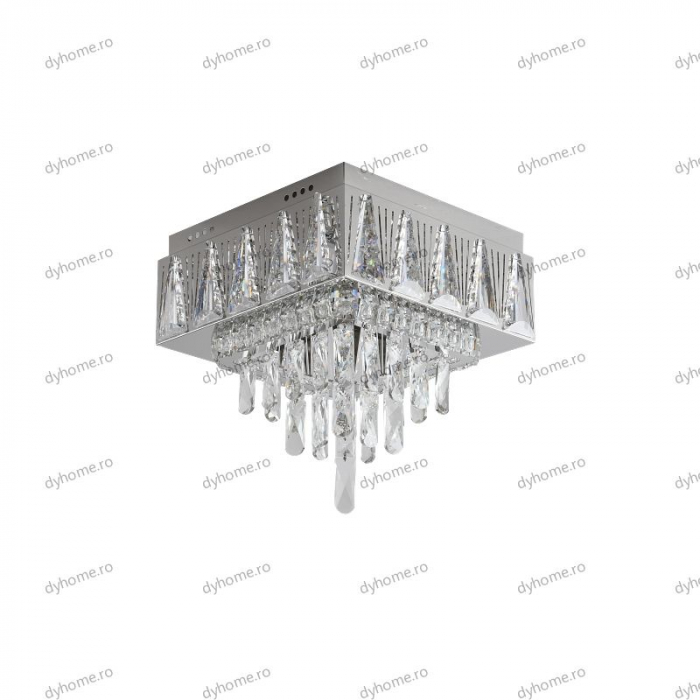 Lustra LED cristal patrat design cu telecomanda, dimabila, 72W [2]