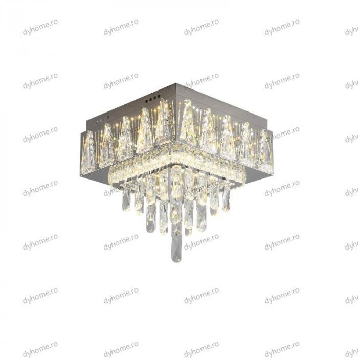 Lustra LED cristal patrat design cu telecomanda, dimabila, 72W [4]