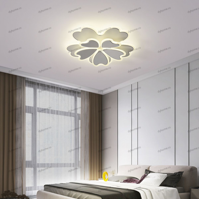 Lustra LED floare design alb cu telecomanda, dimabila, 120W [1]