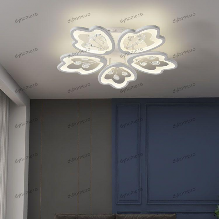 Lustra LED floare design alb cu telecomanda, dimabila, 140W [1]
