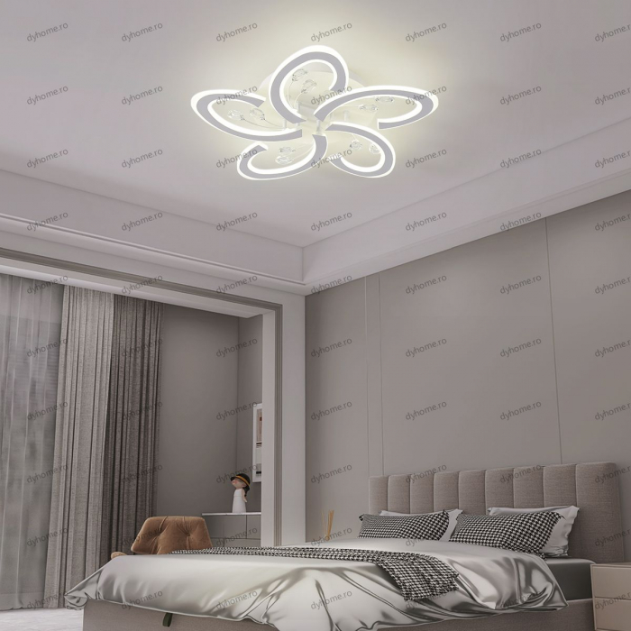 Lustra LED floare design alb cu telecomanda, dimabila,180W [1]