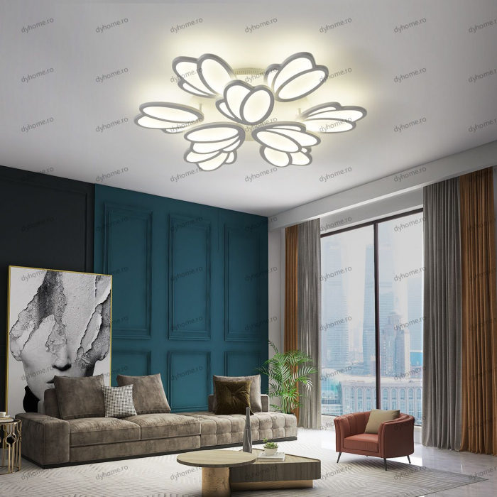 Lustra LED floare design alb cu telecomanda, dimabila, 378W [1]