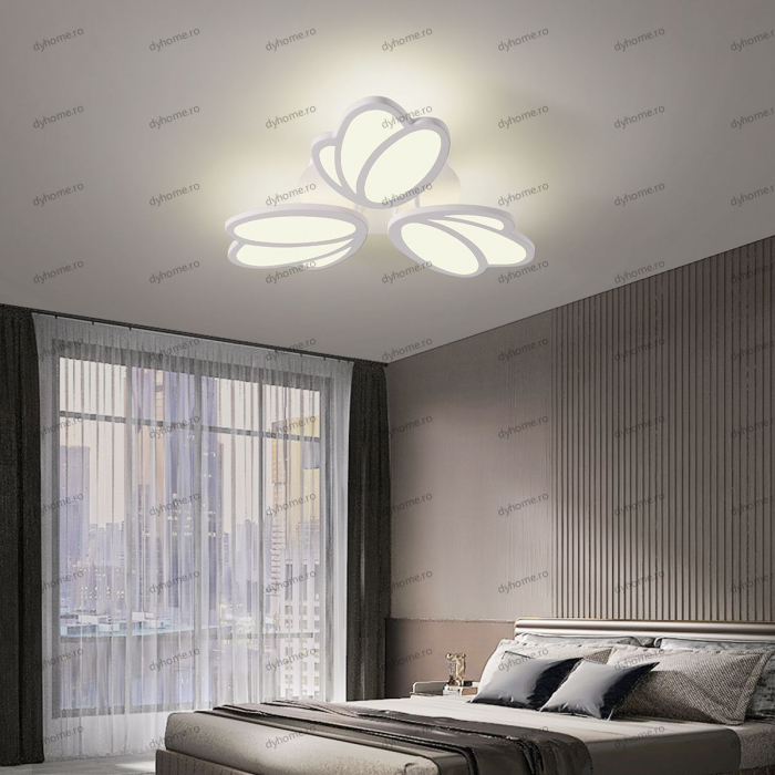 Lustra LED floare design alb cu telecomanda, dimabila, 78W [1]
