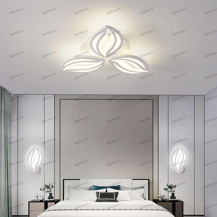 Lustra LED frunze design alb cu telecomanda, dimabila, 72W [1]