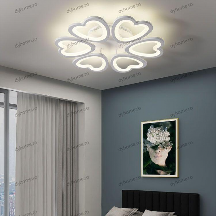 Lustra LED heart shape design alb cu telecomanda, dimabila, 168W [1]