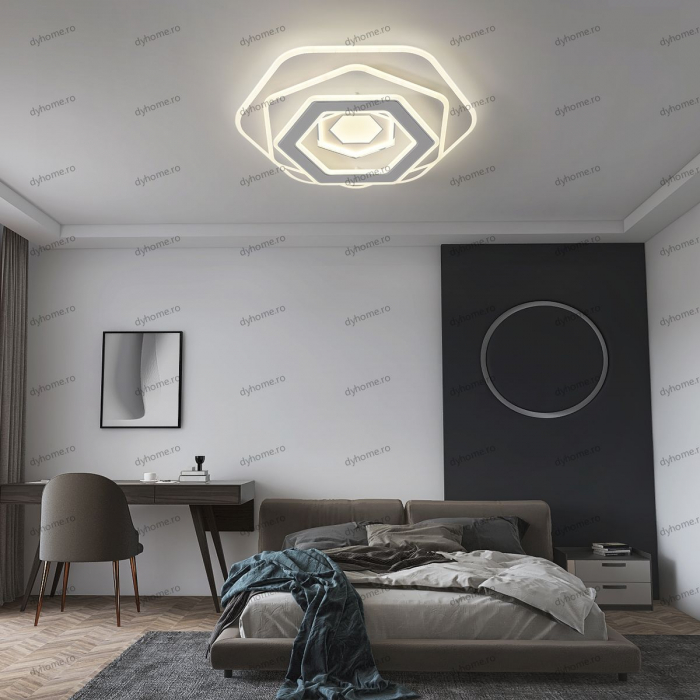 Lustra LED hexagon design alb cu telecomanda, dimabila, 204W [1]