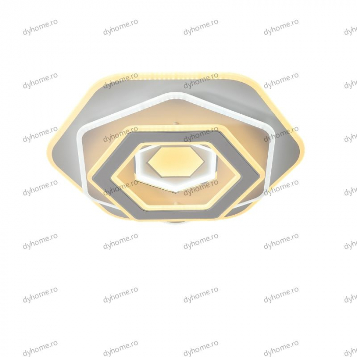 Lustra LED hexagon design alb cu telecomanda, dimabila, 256W [3]