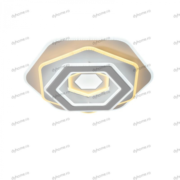 Lustra LED hexagon design alb cu telecomanda, dimabila, 256W [5]