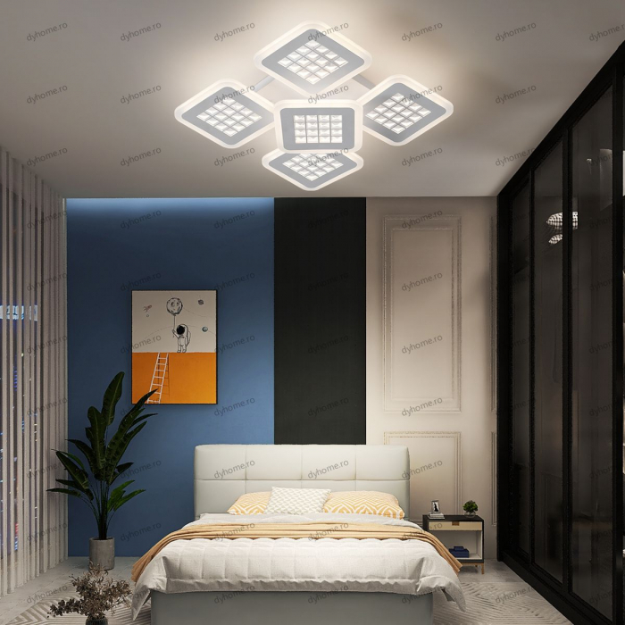 Lustra LED patrat design alb cu telecomanda, dimabila, 100W [1]
