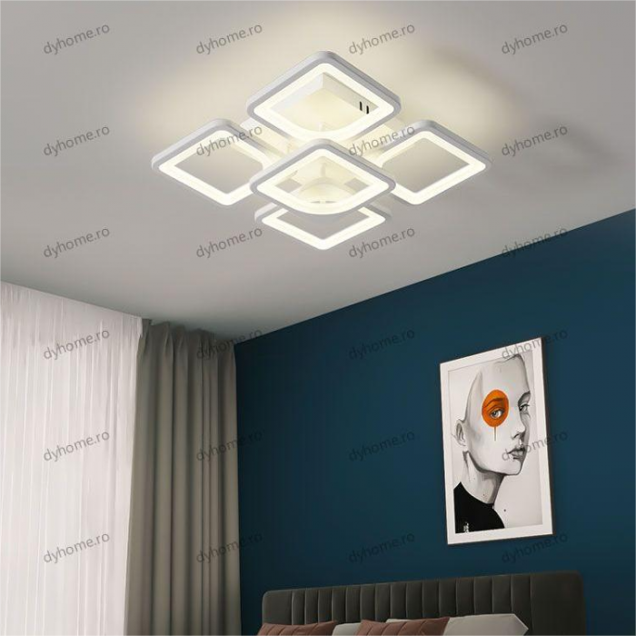 Lustra LED patrat design alb cu telecomanda, dimabila, 120 W [1]