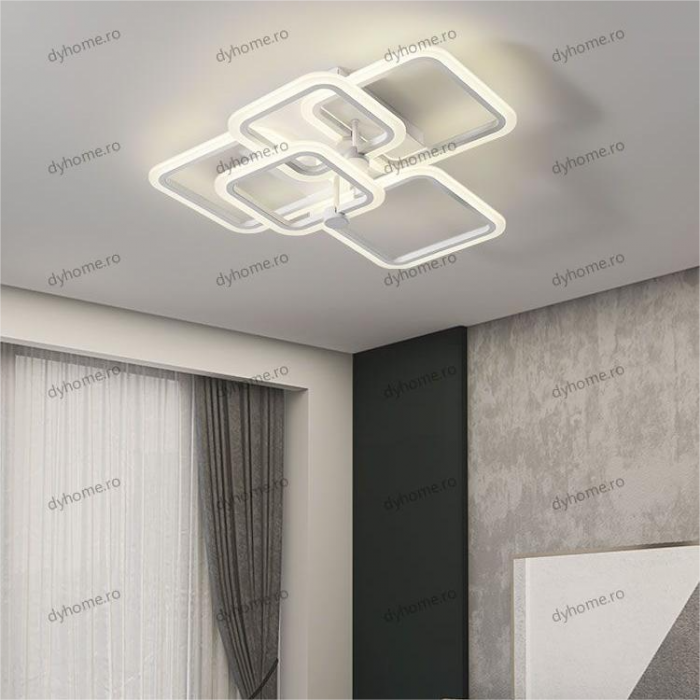 Lustra LED patrat design alb cu telecomanda, dimabila, 144W [1]