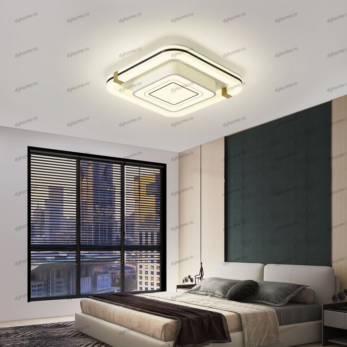 Lustra LED partrat design alb cu telecomanda, dimabila, 152W [1]