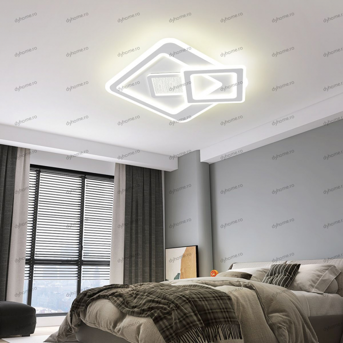 Lustra LED patrat design alb cu telecomanda, dimabila, 180W [1]