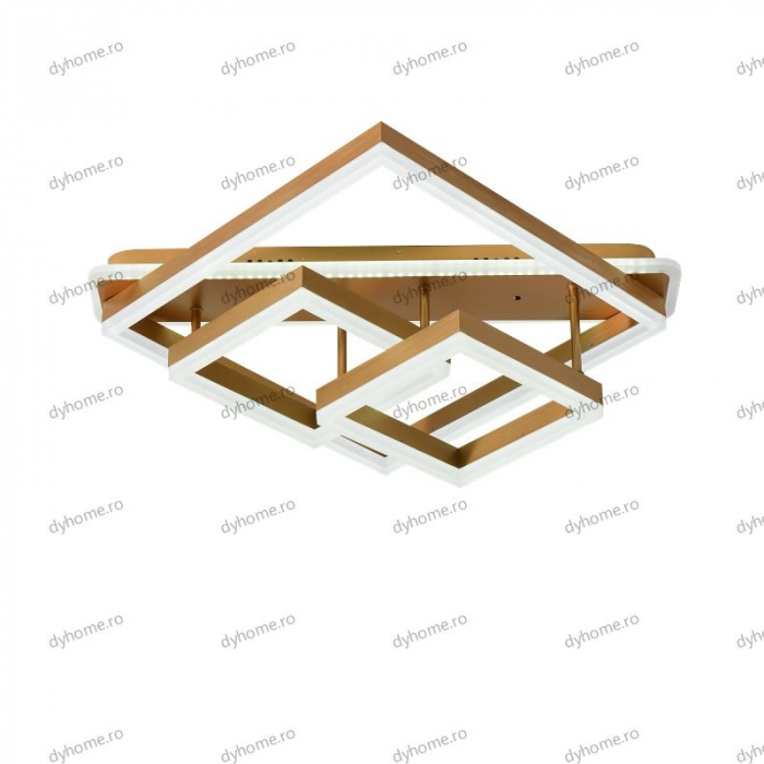 Lustra LED patrat design auriu cu telecomanda, dimabila, 182W [5]