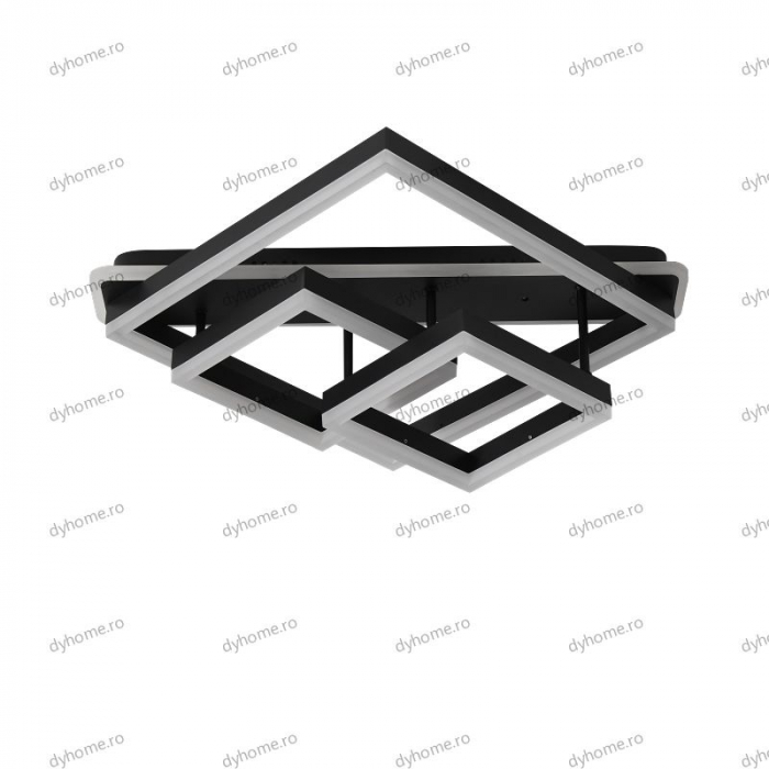 Lustra LED patrat design negru cu telecomanda, dimabila, 182W [2]