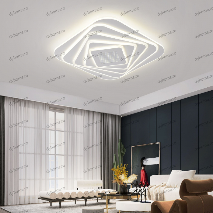 Lustra LED pătrat 3D design cu telecomanda, dimabila, 288W [3]