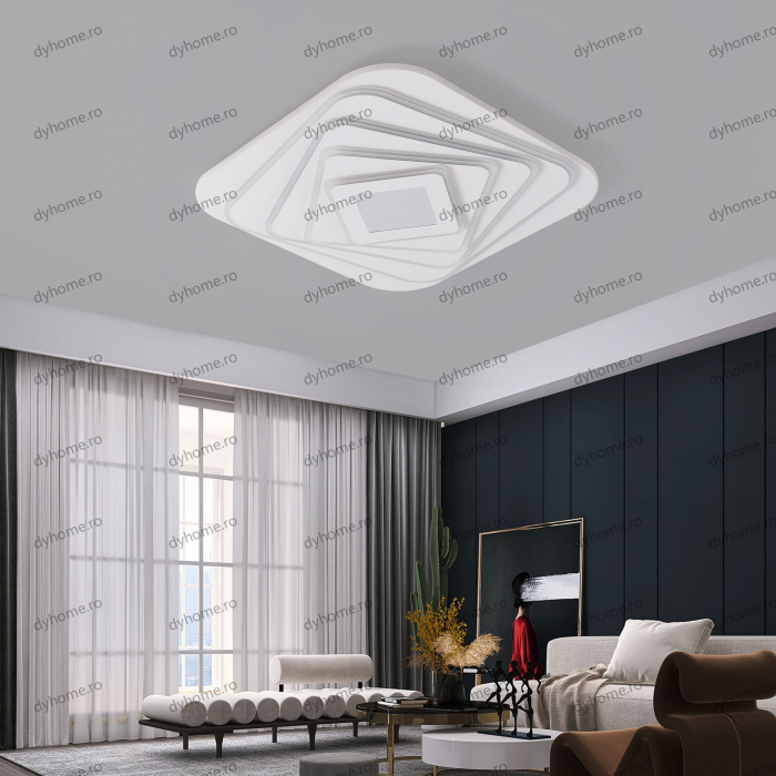 Lustra LED pătrat 3D design cu telecomanda, dimabila, 288W [1]