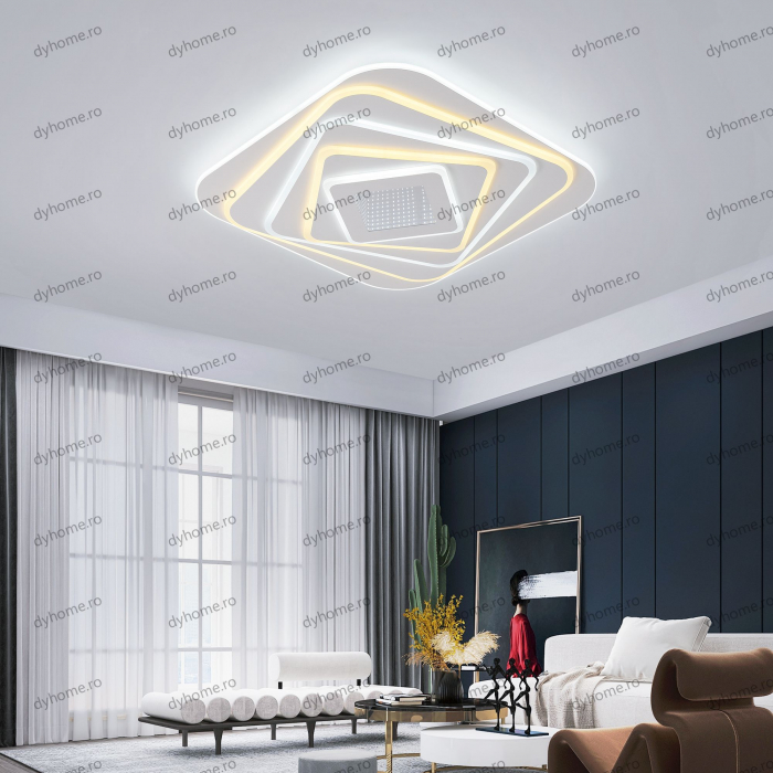 Lustra LED pătrat 3D design cu telecomanda, dimabila, 288W [2]