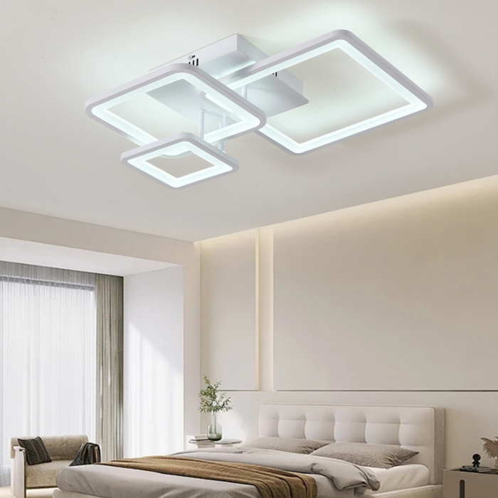 Lustra LED patrat design 6548-3 alb cu telecomanda, dimabila, 108W [3]