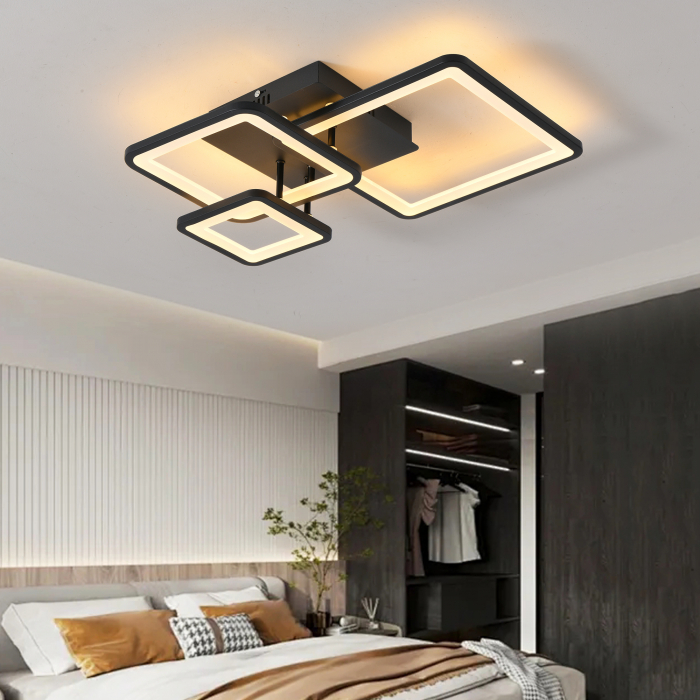 Lustra LED patrat design 6548-3 negru cu telecomanda, dimabila, 108W [3]