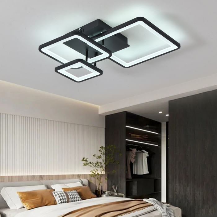 Lustra LED patrat design 6548-3 negru cu telecomanda, dimabila, 108W [2]