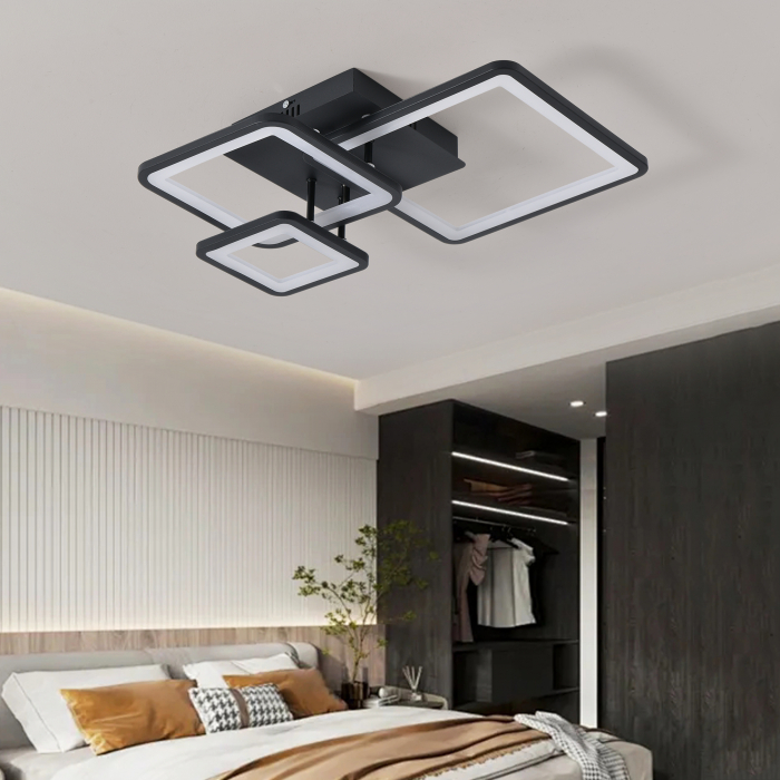 Lustra LED patrat design 6548-3 negru cu telecomanda, dimabila, 108W [4]