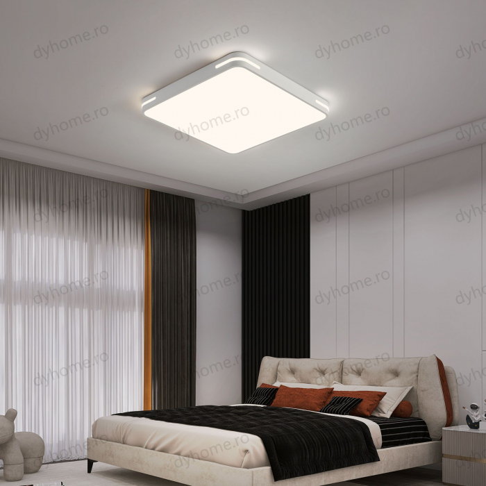 Lustra LED patrat design Alb cu telecomanda, dimabila, 126W [2]