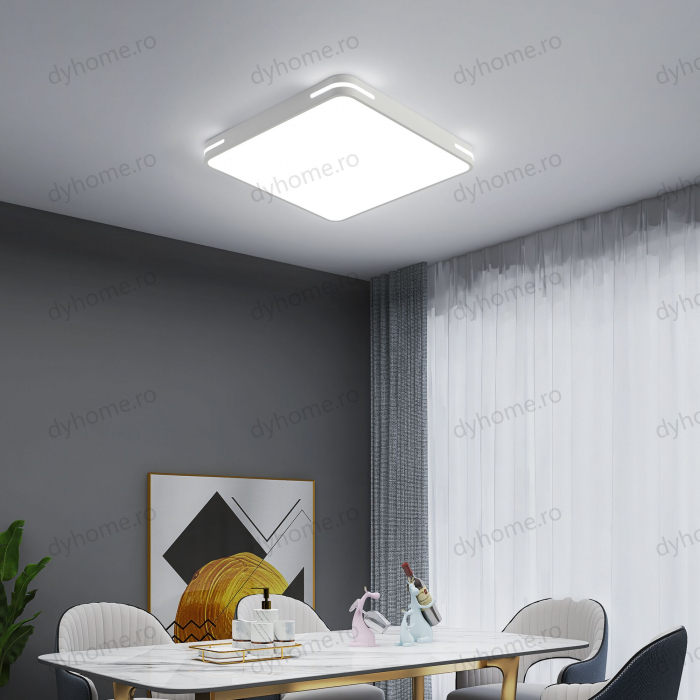 Lustra LED patrat design Alb cu telecomanda, dimabila, 126W [1]
