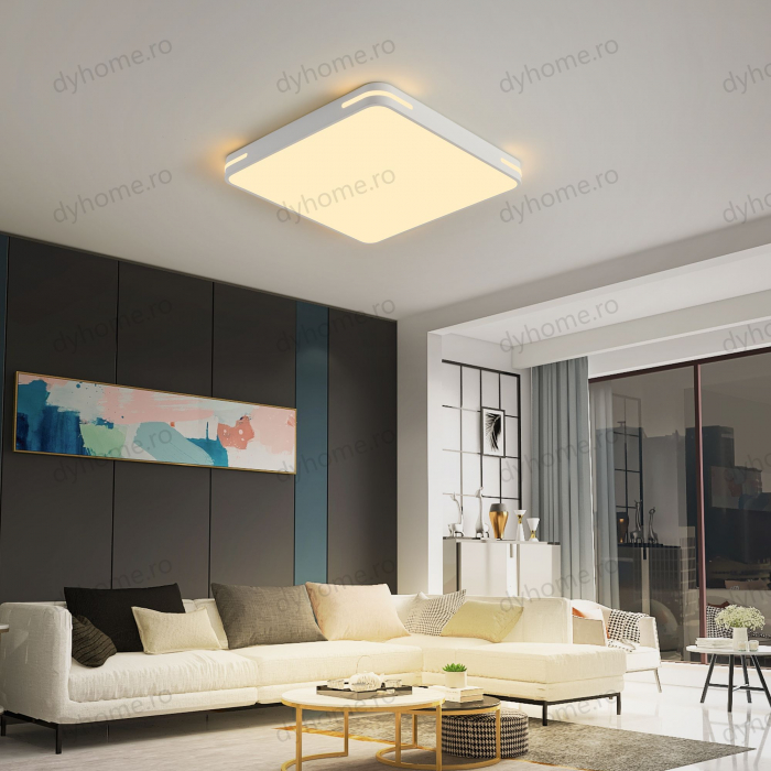 Lustra LED patrat design Alb cu telecomanda, dimabila, 126W [3]