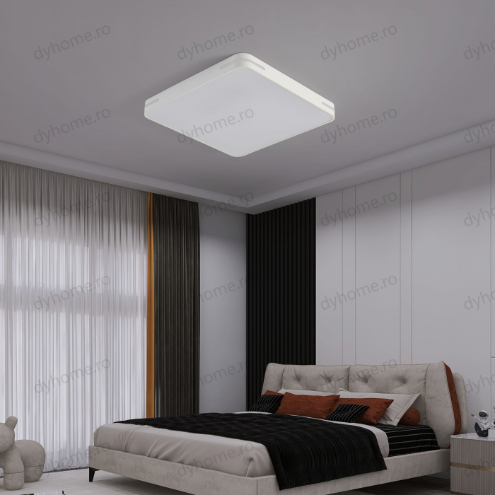 Lustra LED patrat design Alb cu telecomanda, dimabila, 126W [4]