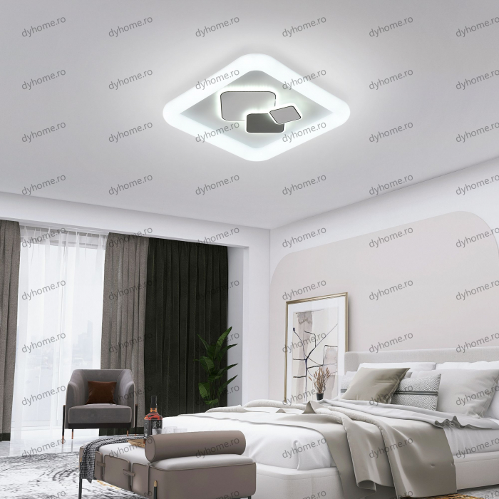 Lustra LED patrat design alb cu telecomanda, dimabila, 152W [2]