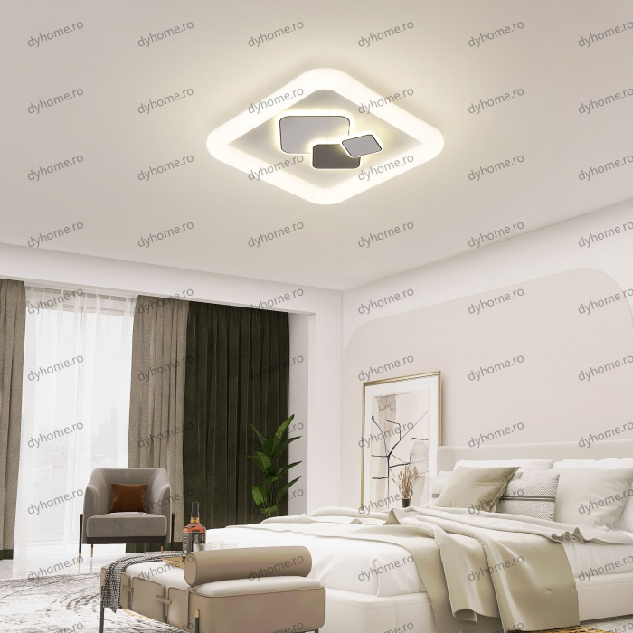 Lustra LED patrat design alb cu telecomanda, dimabila, 152W [3]