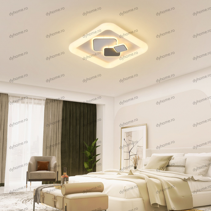 Lustra LED patrat design alb cu telecomanda, dimabila, 152W [4]