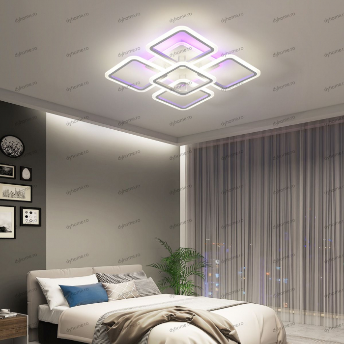 Lustra LED pătrat design alb cu telecomanda, dimabila, 188W [1]