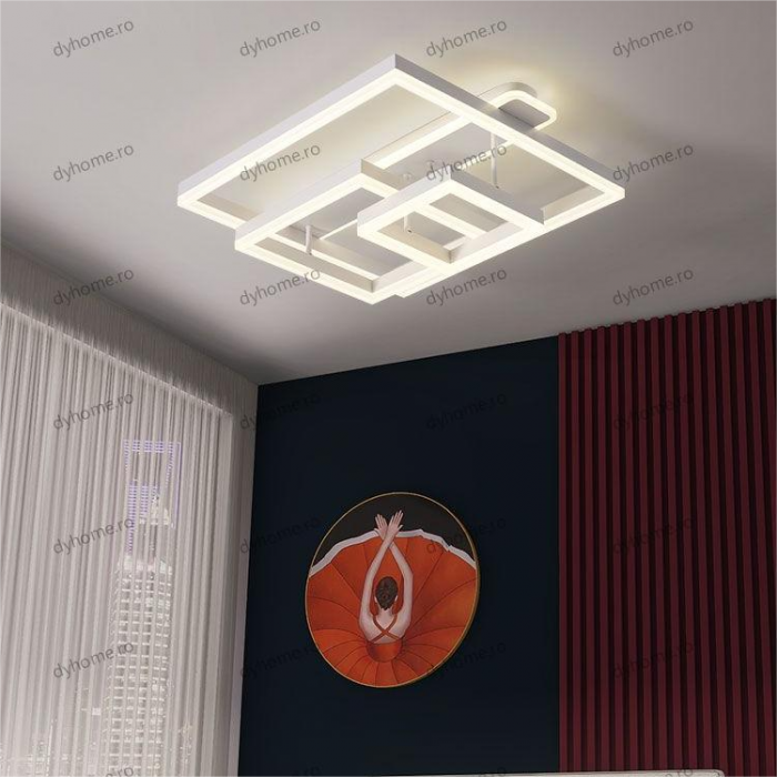 Lustra LED patrat design alb cu telecomanda, dimabila, 214W [1]
