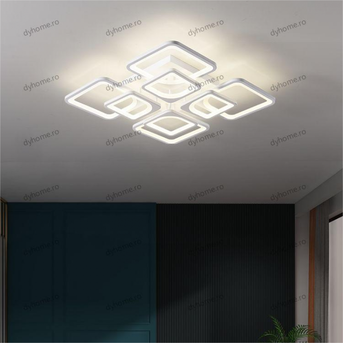 Lustra LED pătrat design alb cu telecomanda, dimabila, 256W [1]