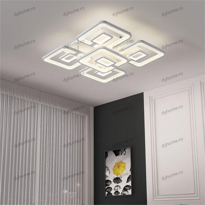 Lustra LED patrat design alb cu telecomanda, dimabila, 270W [1]