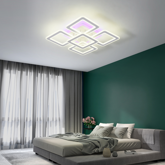 Lustra LED pătrat design alb cu telecomanda, dimabila, 360W [1]