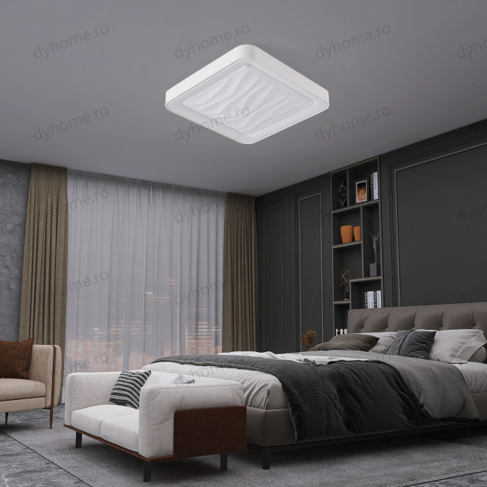 Lustra LED patrat design Alb cu telecomanda, dimabila, 96W [4]