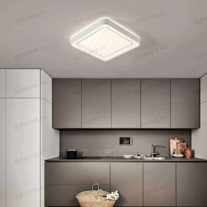 Lustra LED patrat design Alb cu telecomanda, dimabila, 96W [2]