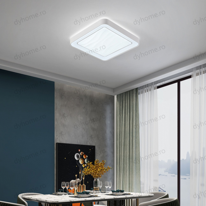 Lustra LED patrat design Alb cu telecomanda, dimabila, 96W [1]