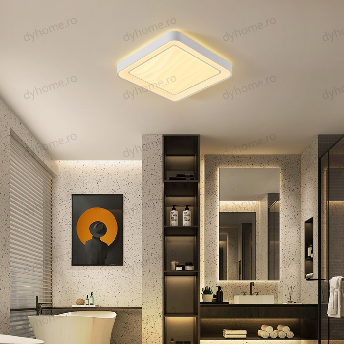 Lustra LED patrat design Alb cu telecomanda, dimabila, 96W [3]