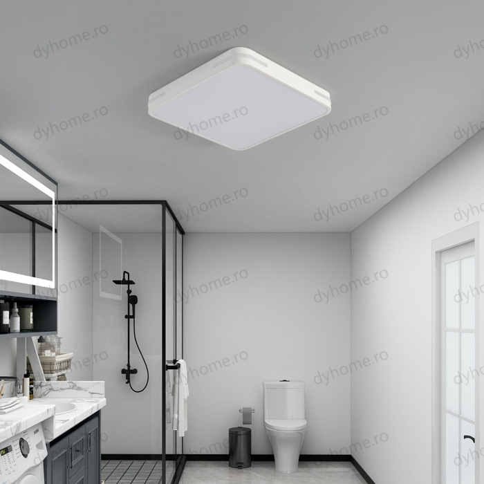 Lustra LED patrat design Alb, dimabila, 90W [4]