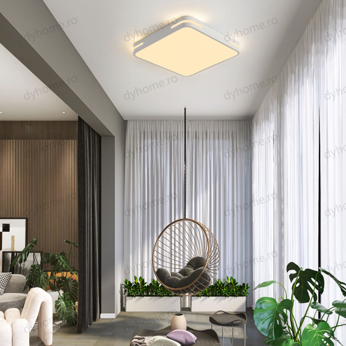 Lustra LED patrat design Alb, dimabila, 90W [3]