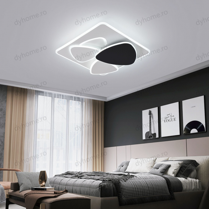 Lustra LED patrat design Alb si Negru cu telecomanda, dimabila, 156W [1]