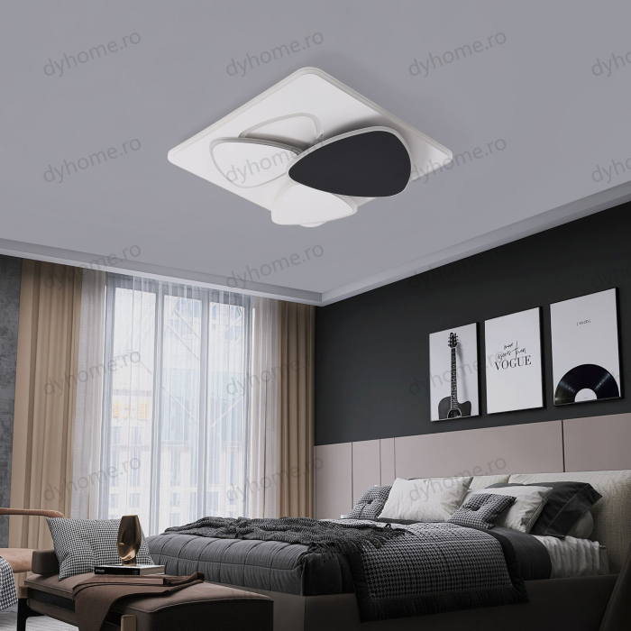 Lustra LED patrat design Alb si Negru cu telecomanda, dimabila, 156W [4]