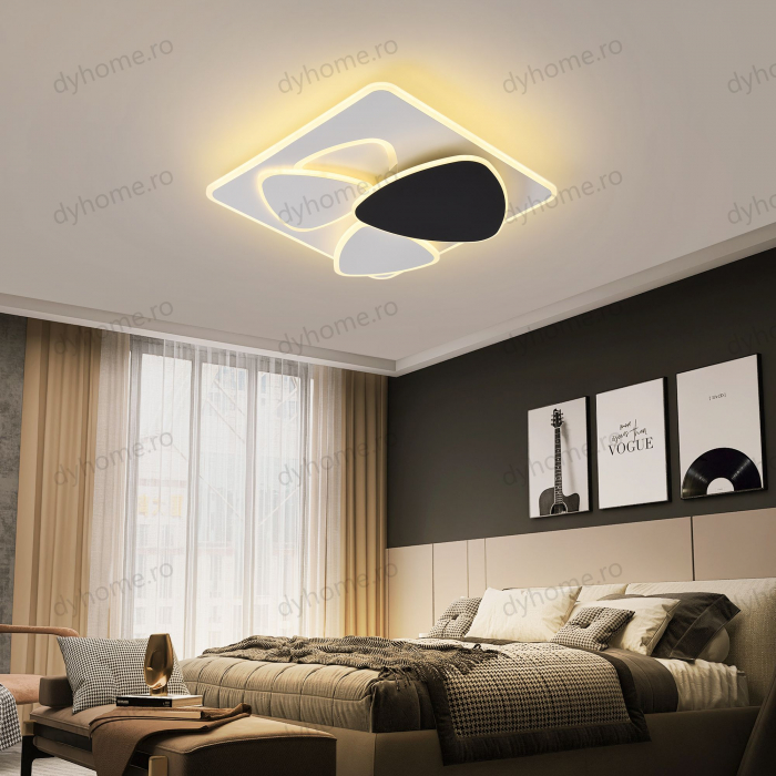 Lustra LED patrat design Alb si Negru cu telecomanda, dimabila, 156W [3]