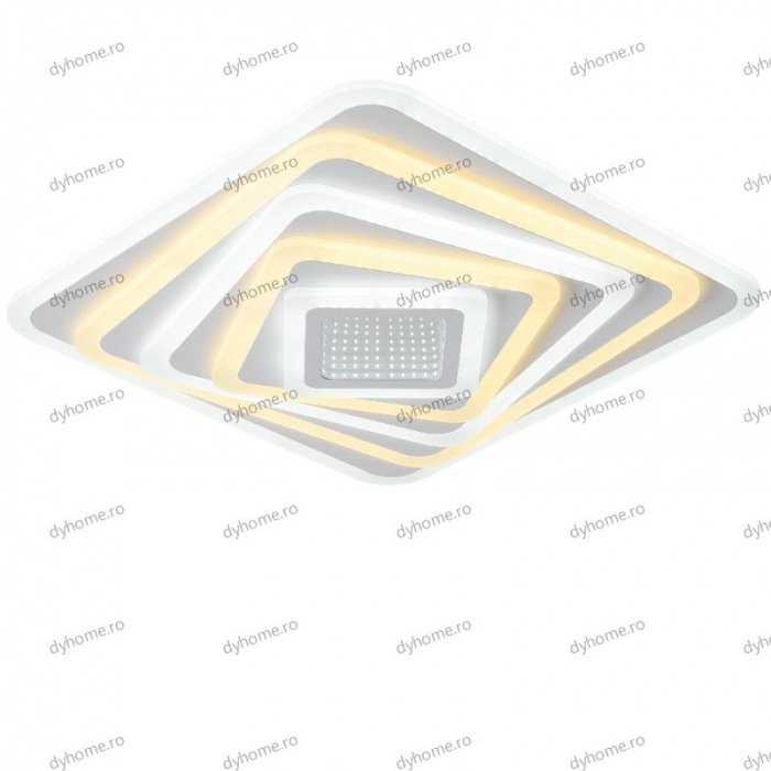 Lustra LED pătrat 3D design cu telecomanda, dimabila, 114W [3]